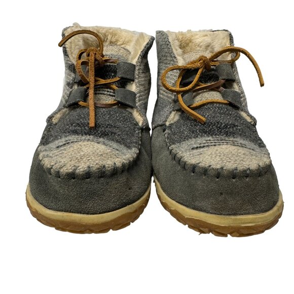 Minnetonka Torrey Lace Up Bootie Womens 8 M Leather Wool Blend Faux Fur Lining - Picture 11 of 16